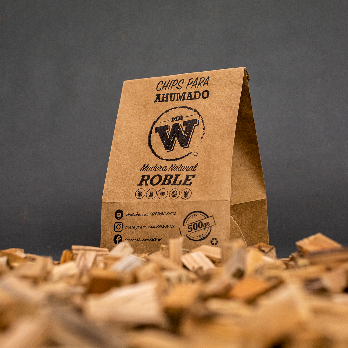 CHIPS MADERA NATIVA PARA AHUMADO Mr.W 500g (Roble - Cerezo)