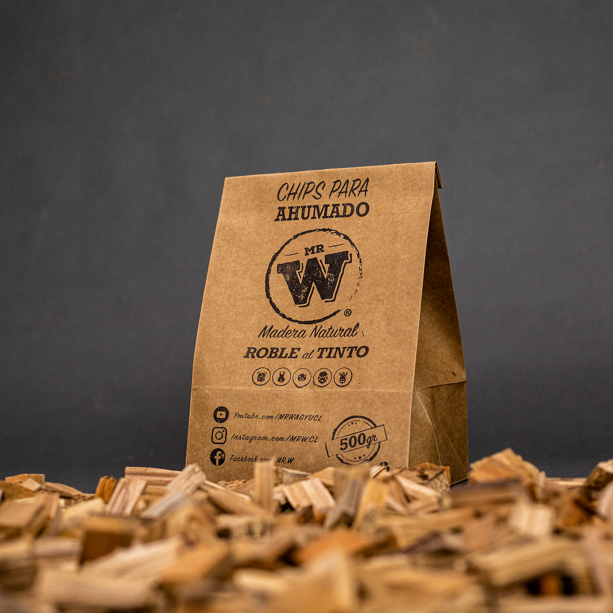 CHIPS MADERA NATIVA PARA AHUMADO Mr.W 500g (Roble - Cerezo)