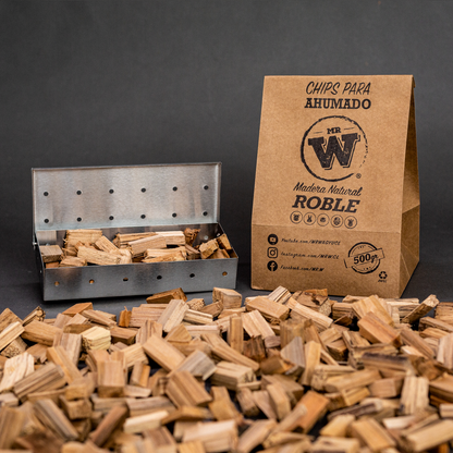 CHIPS MADERA NATIVA PARA AHUMADO Mr.W 500g (Roble - Cerezo)