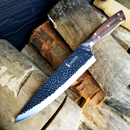 CUCHILLO PARRILLERO 8" BLACK CURACAVI C/ FUNDA CUERO