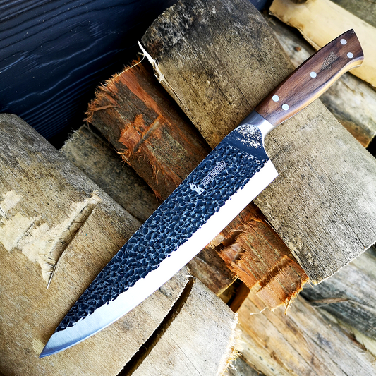 CUCHILLO PARRILLERO 8" BLACK CURACAVI C/ FUNDA CUERO