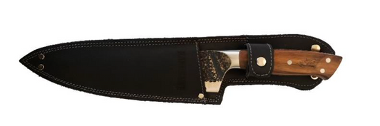 CUCHILLO PARRILLERO 8" BLACK CURACAVI C/ FUNDA CUERO