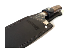 Cargar imagen en el visor de la galería, CUCHILLO PARRILLERO 8&quot; BLACK CURACAVI C/ FUNDA CUERO
