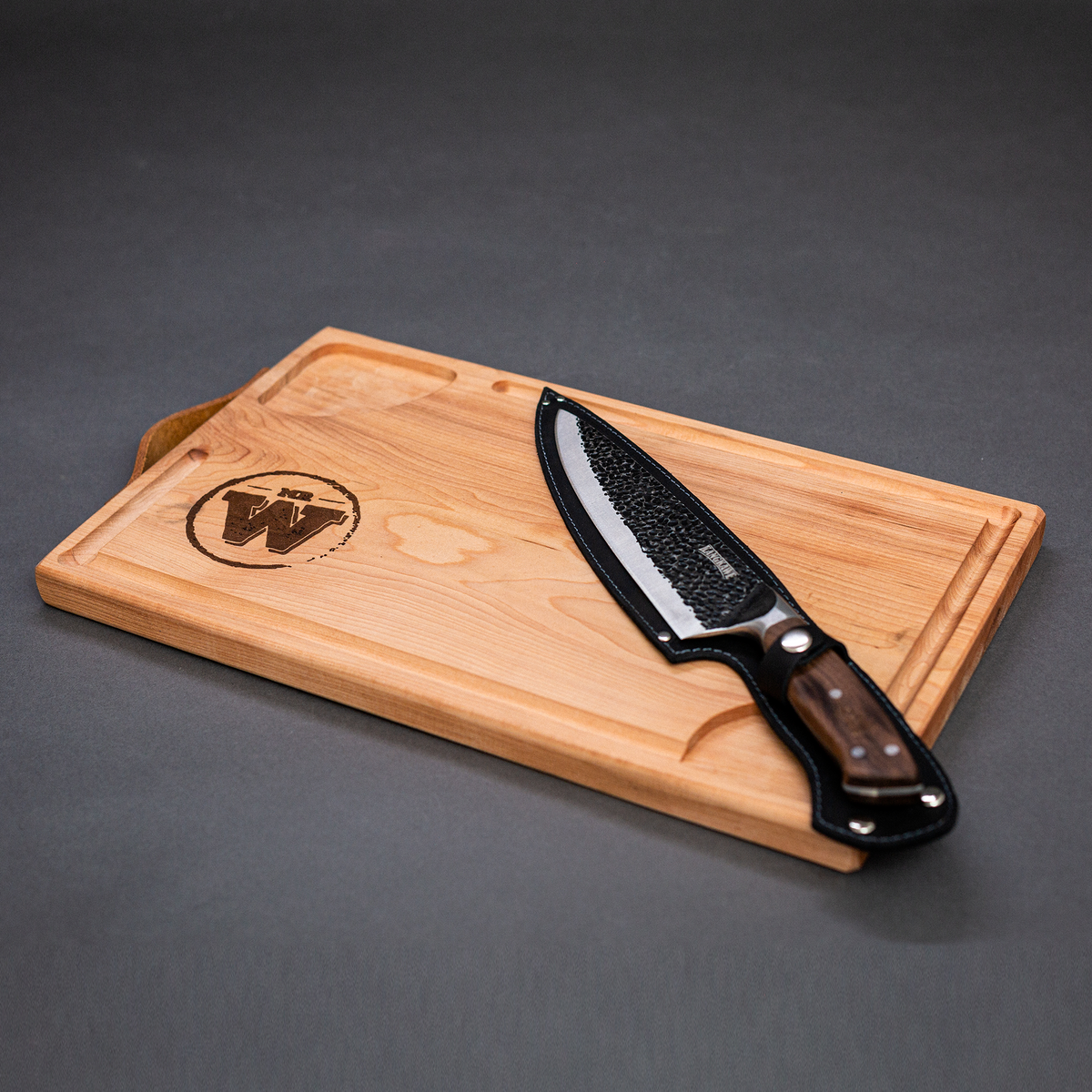 PACK KANGKAWE CURACAVI (TABLA + CUCHILLO C/FUNDA DE CUERO)
