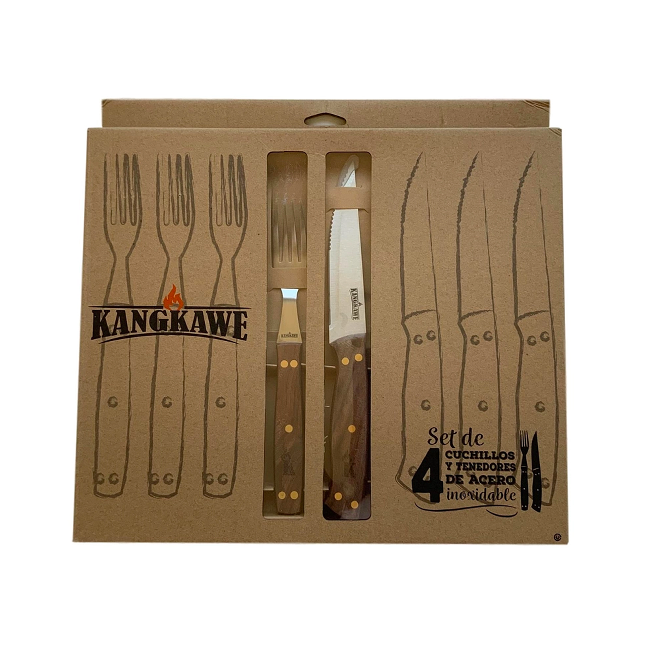 SET PARRILLERO (4 CUCHILLOS/4 TENEDORES)